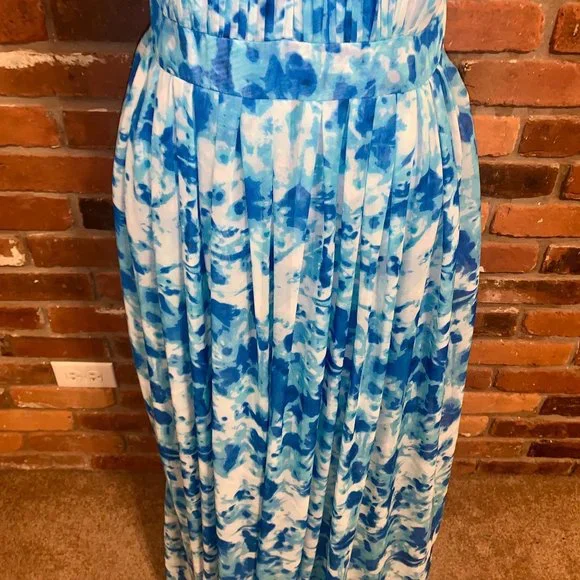 Calvin Klein Blue Floral Halter Maxi Dress 8 - Picture 3 of 7